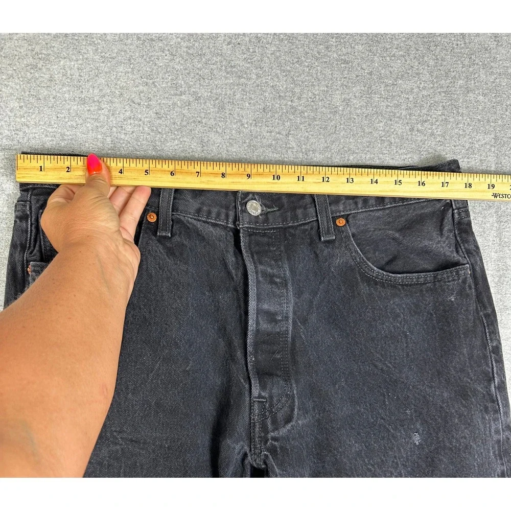Levis 501 Jean Mens 38x30 Black Original Fit Button Fly Denim